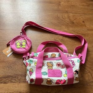 ALOHA Collection Pink and White Crossbody Bag and keychain pouch